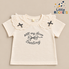 Lace Collar Cream Top for Girls – view 3