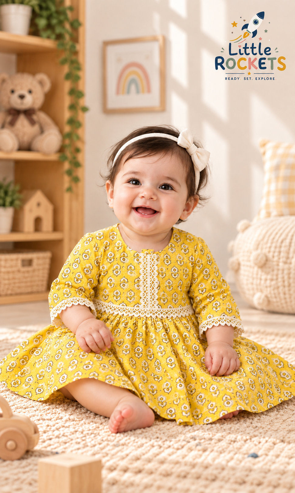 Mustard Floral Infant Dress
