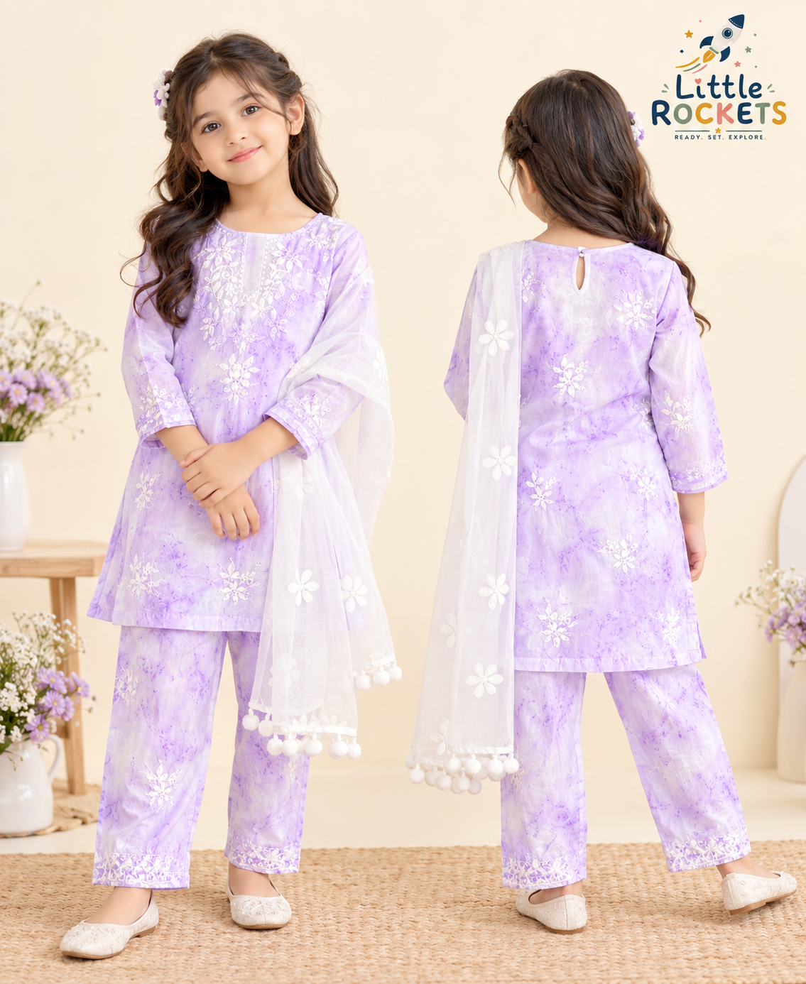 Lavender Kurta Set for Girls