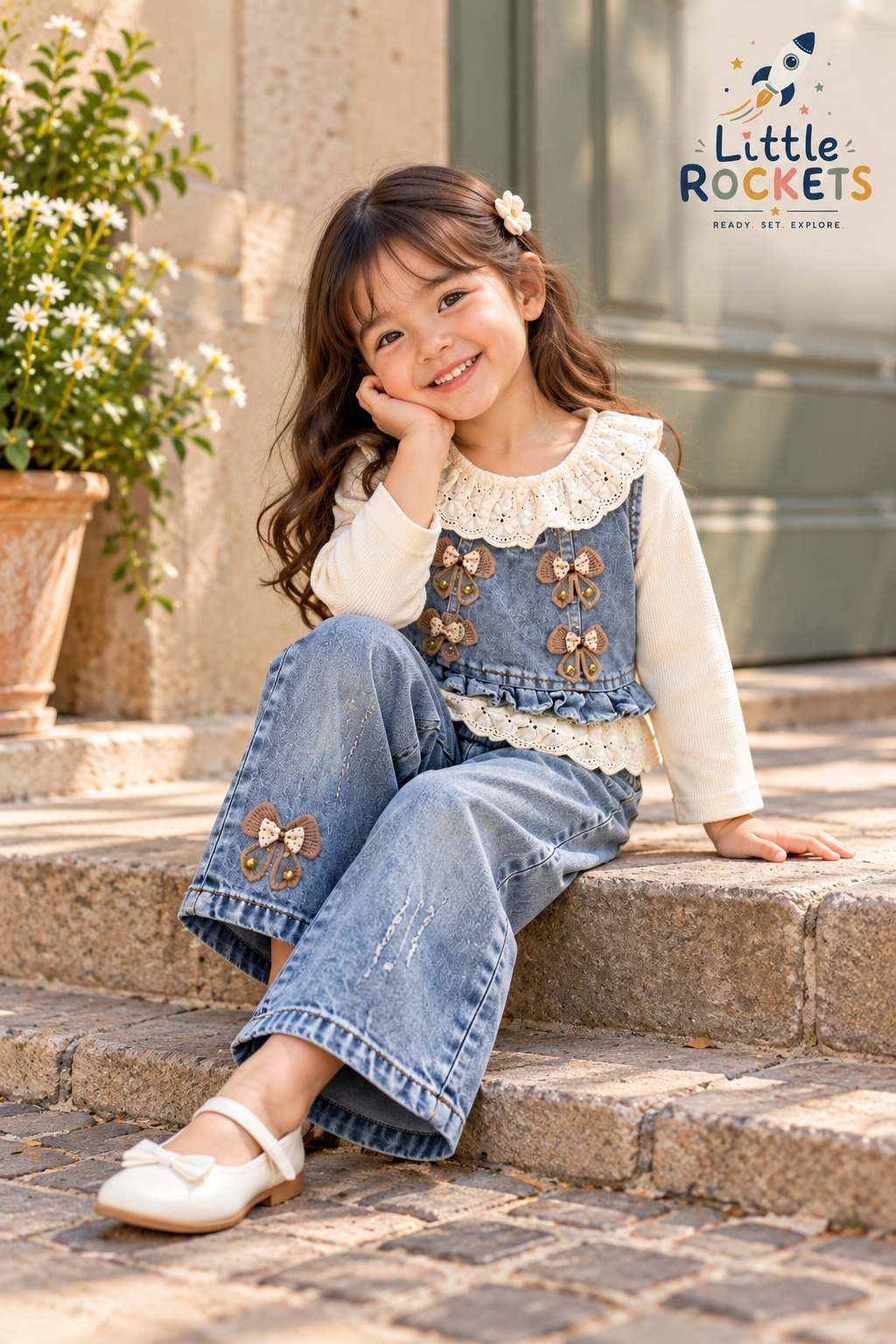 Bow Belle Denim Set for Girls – view 2