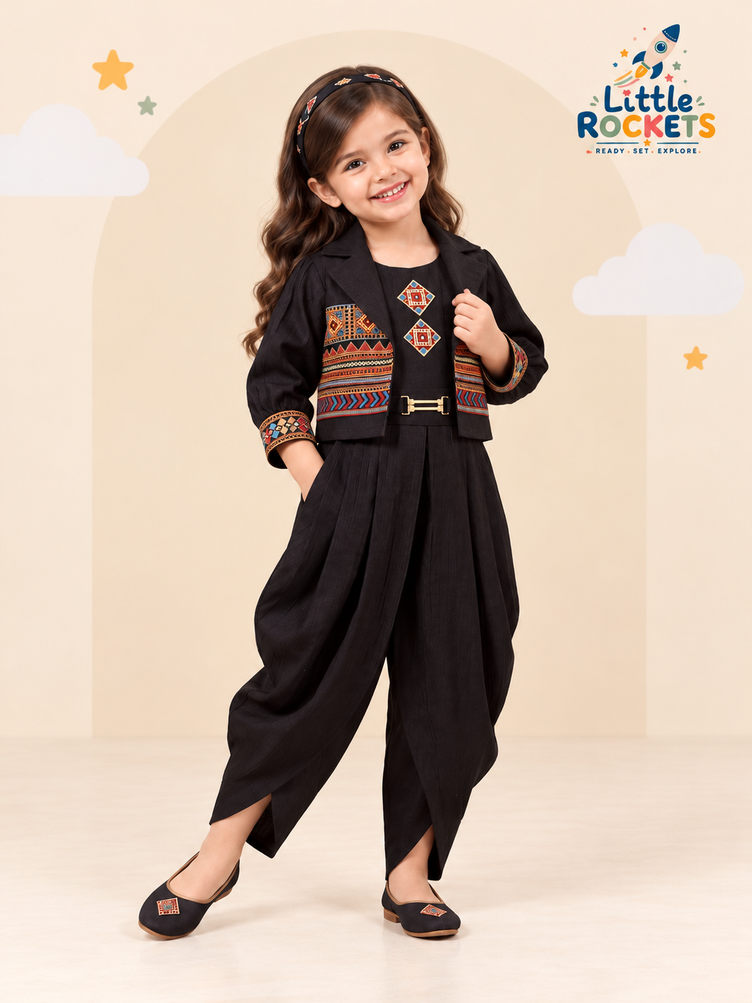 Black Ethnic Co-ord Set for Girls