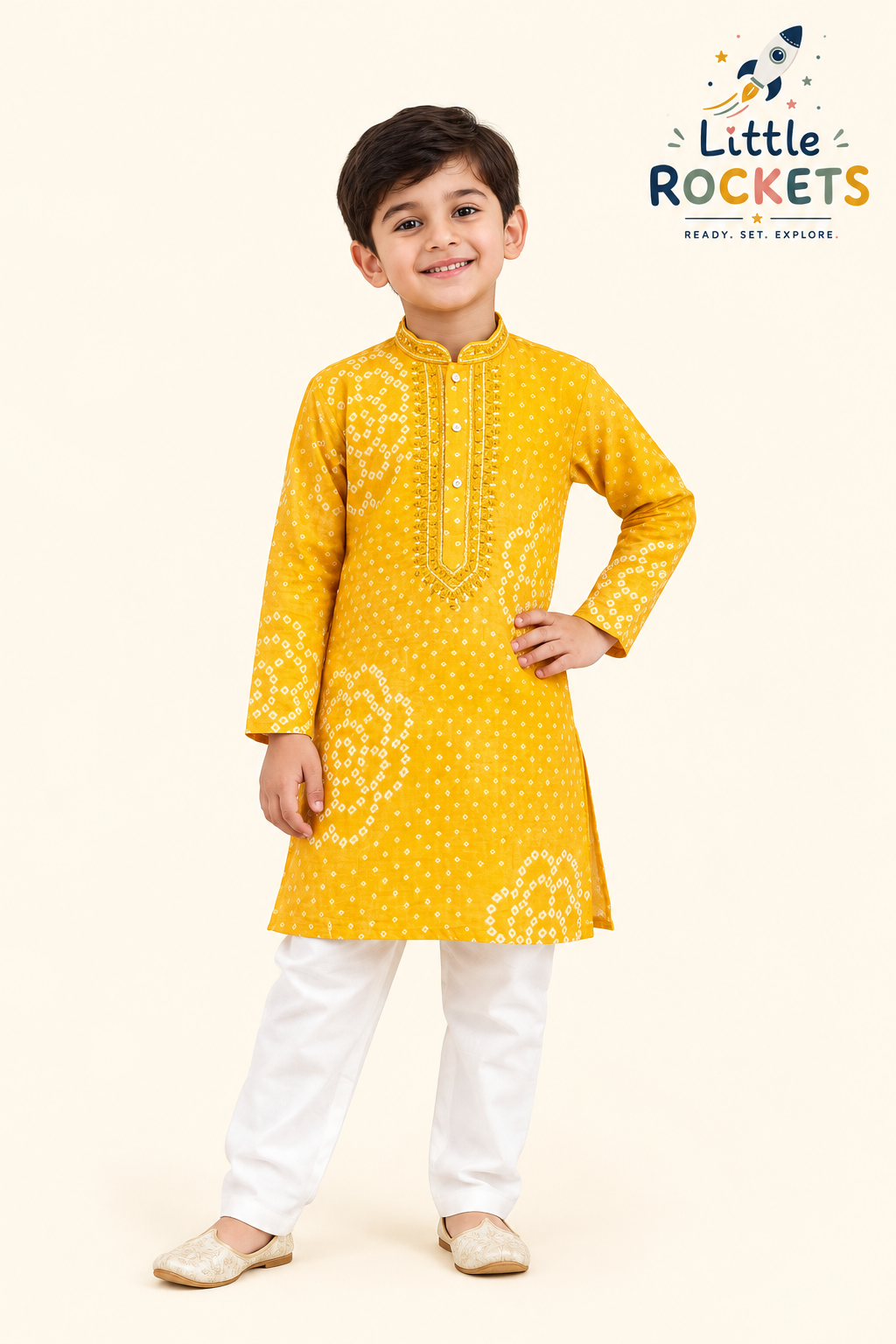 Bandhani Kurta Pant Set for Boys