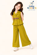Olive Korean Co-ord Set for Girls