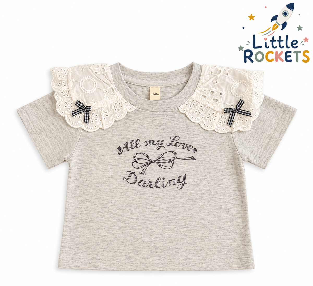 Lace Collar Bow T-Shirt for Girls – view 4