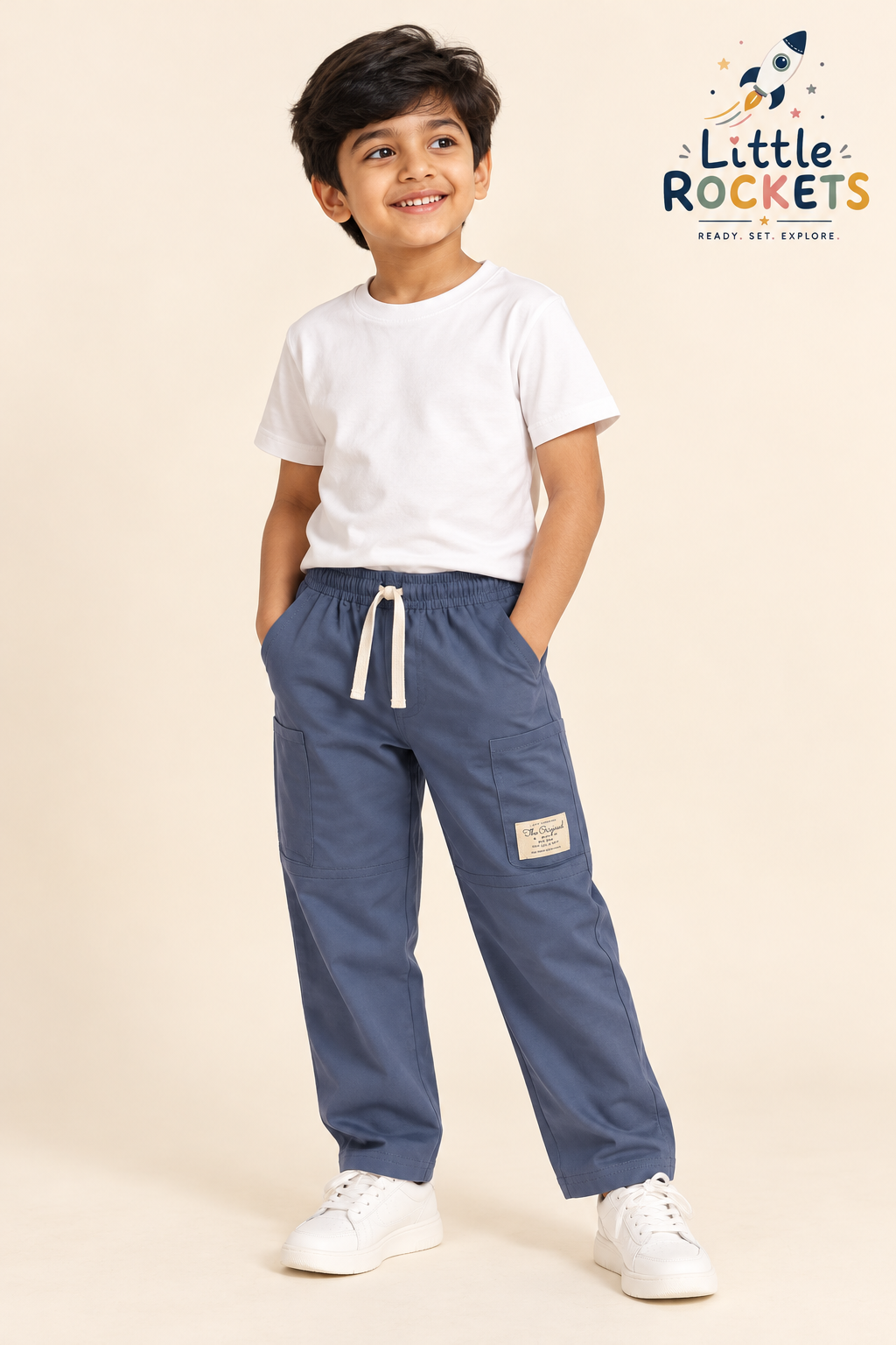 Steel Blue Cargo Pants for Kids