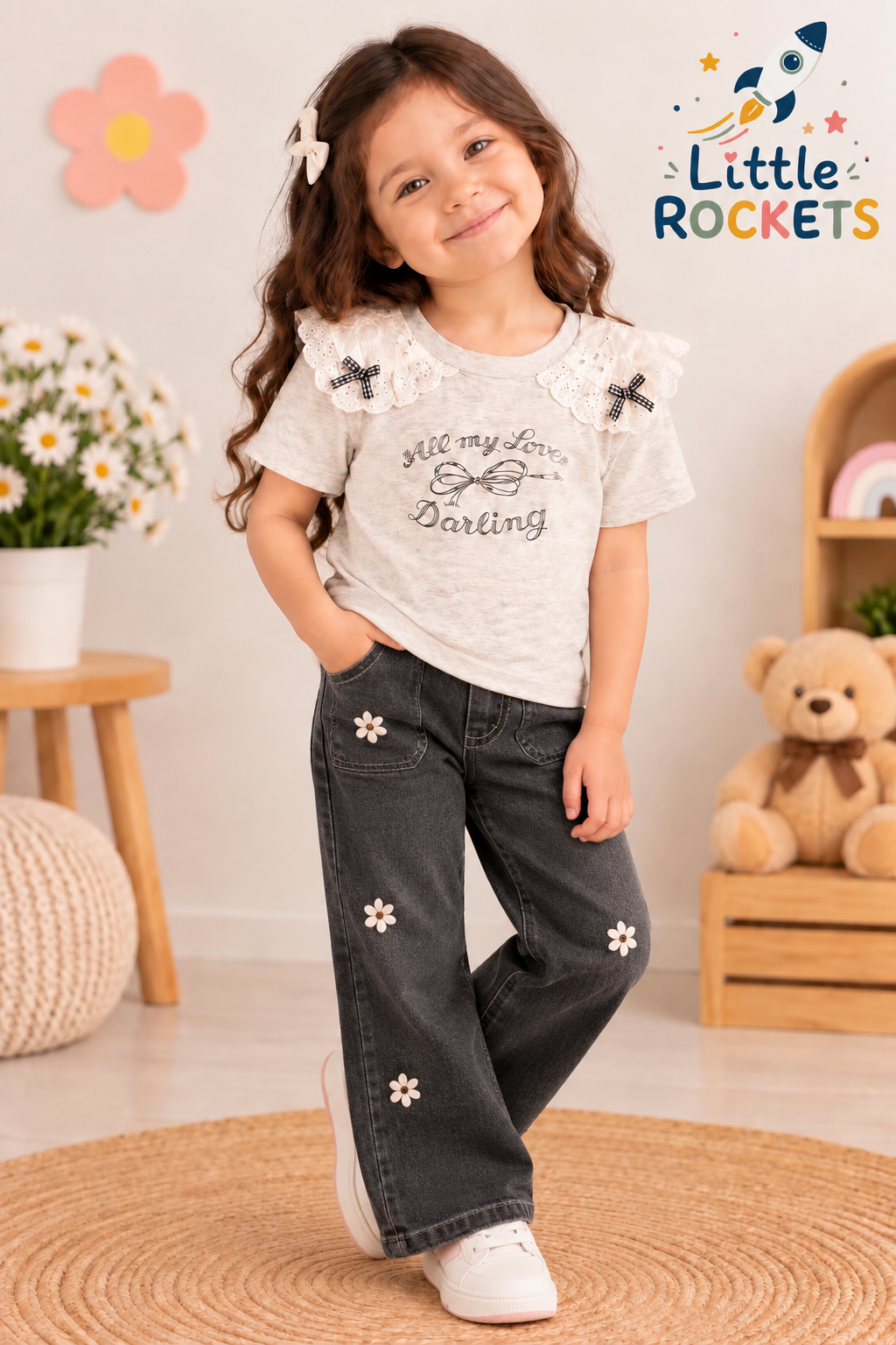 Lace Collar Bow T-Shirt for Girls – view 2