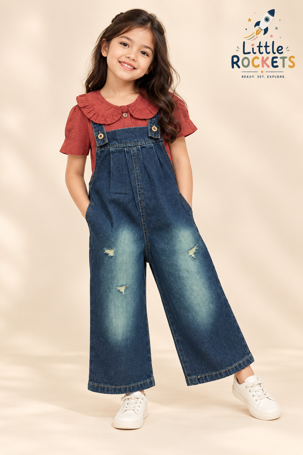 Denim Dungaree Set for Girls