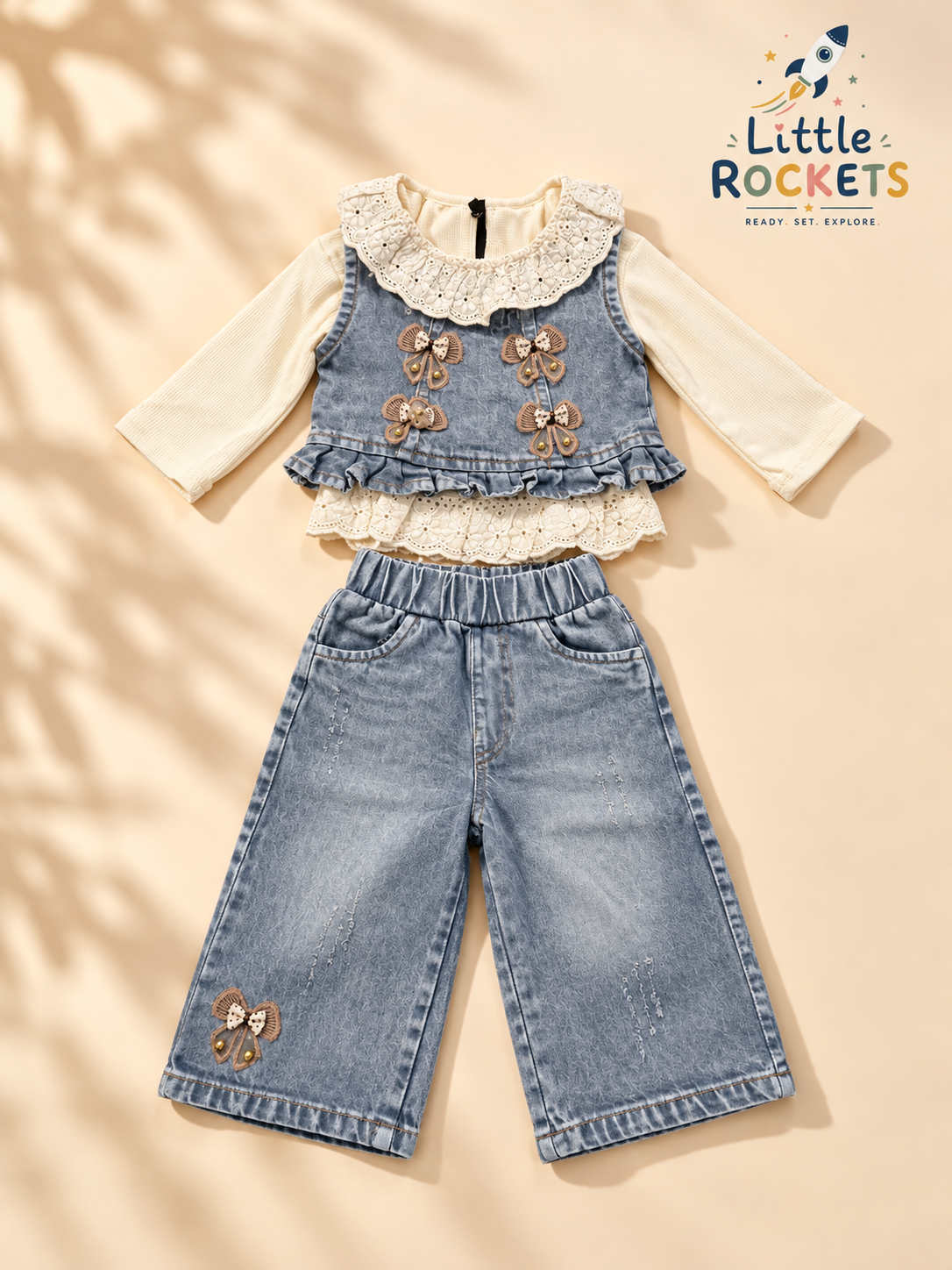 Bow Belle Denim Set for Girls – view 3