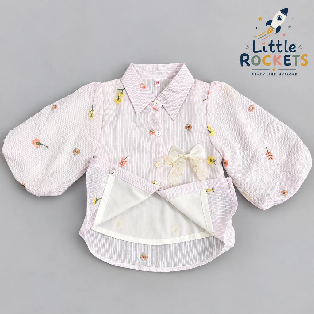 Blush Floral Shirt for Girls – view 5