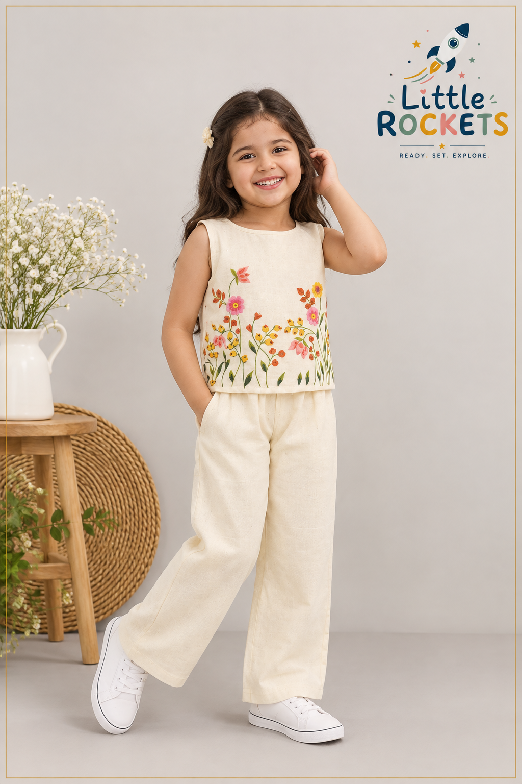 Ivory Meadow Co-ord Set for Girls