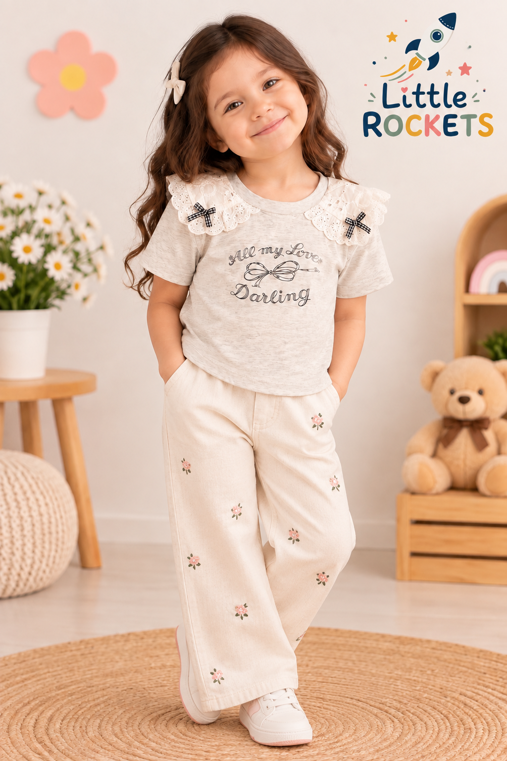 Lace Collar Bow T-Shirt for Girls – view 3