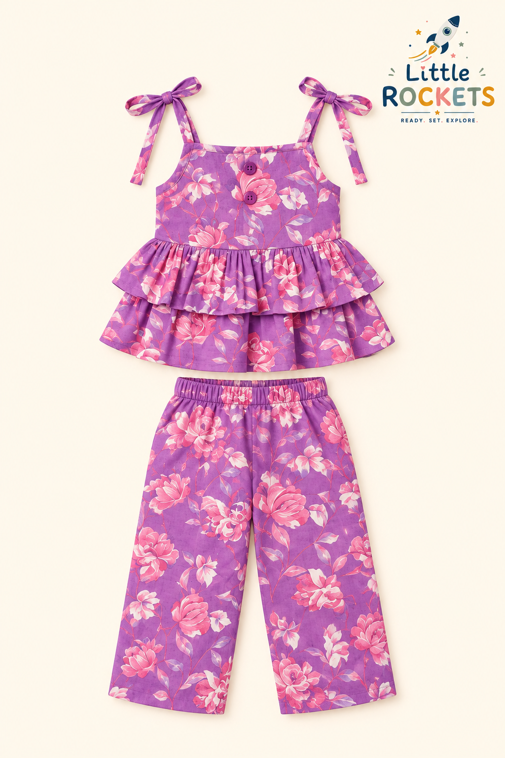 Purple Floral Top & Palazzo Set – view 2
