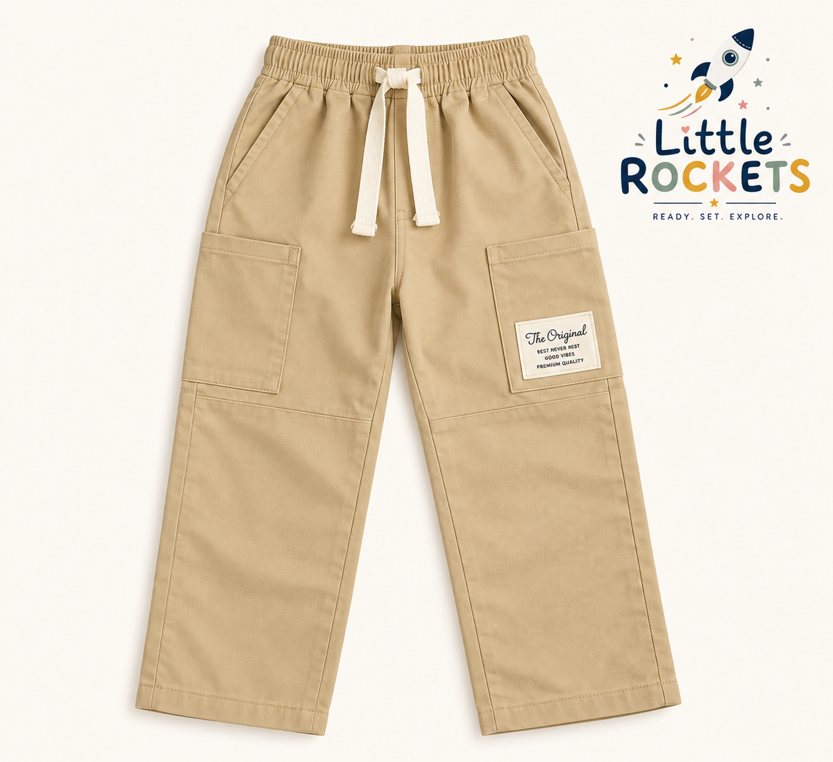 Beige Utility Pants for Kids – view 3
