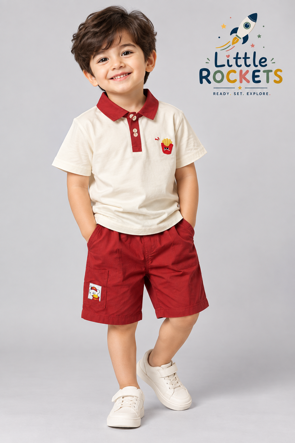 Foodie Polo & Shorts Set for Boys