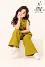 Olive Korean Co-ord Set for Girls – view 2