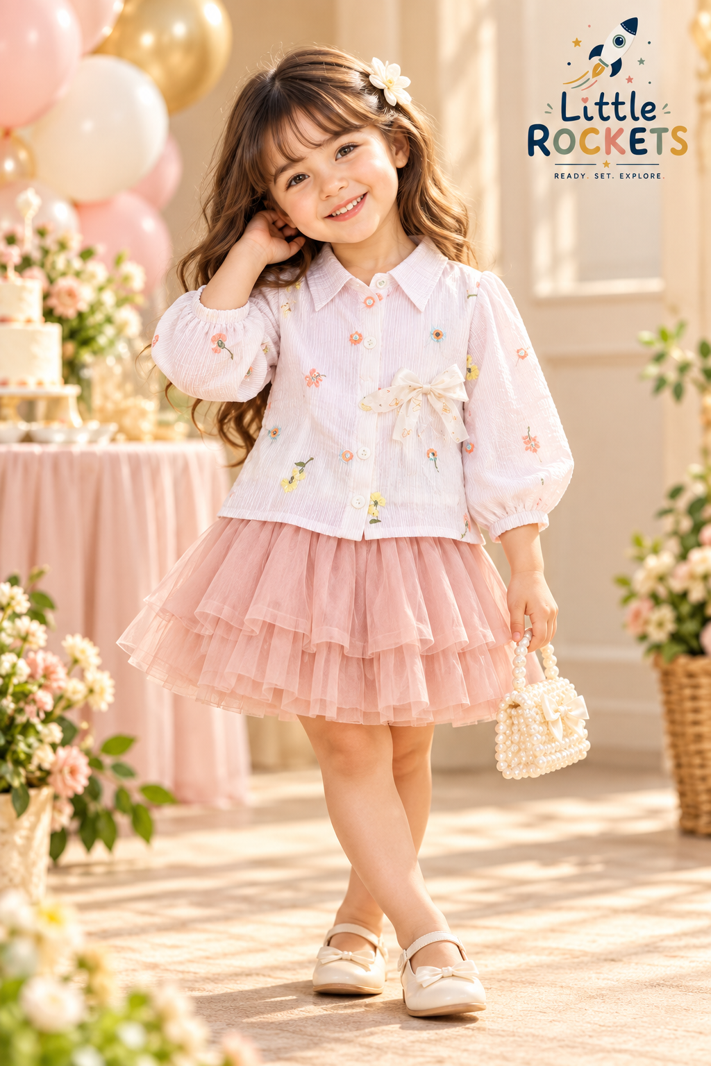 Blush Floral Shirt for Girls