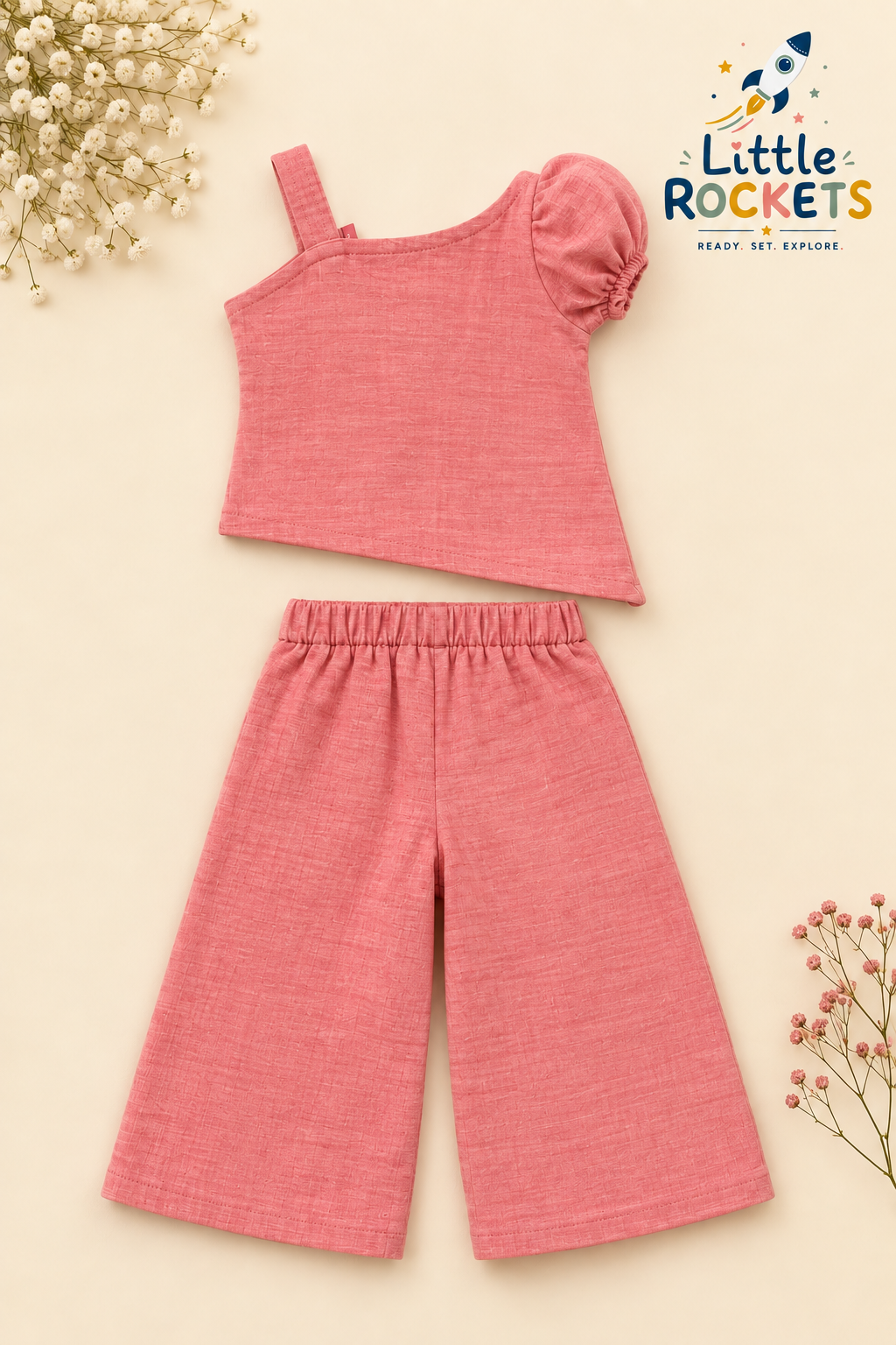 Coral Top & Palazzo Set for Girls – view 3