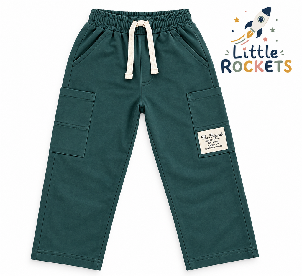 Teal Cargo Joggers for Kids – view 3