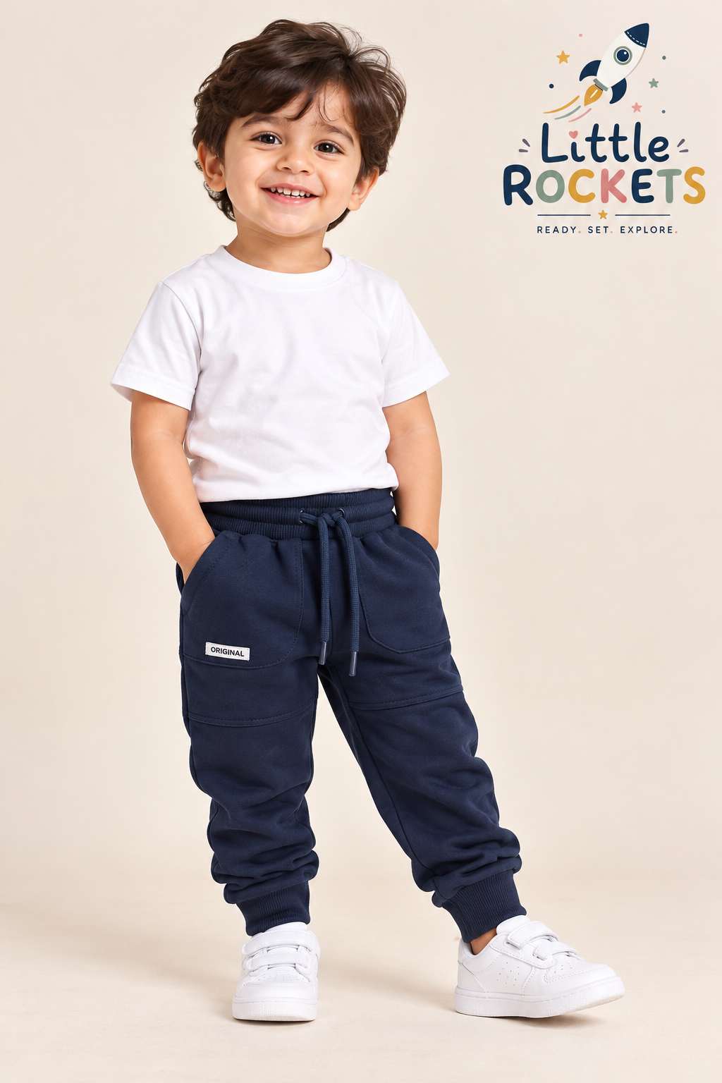 Navy Blue Cargo Joggers for Kids