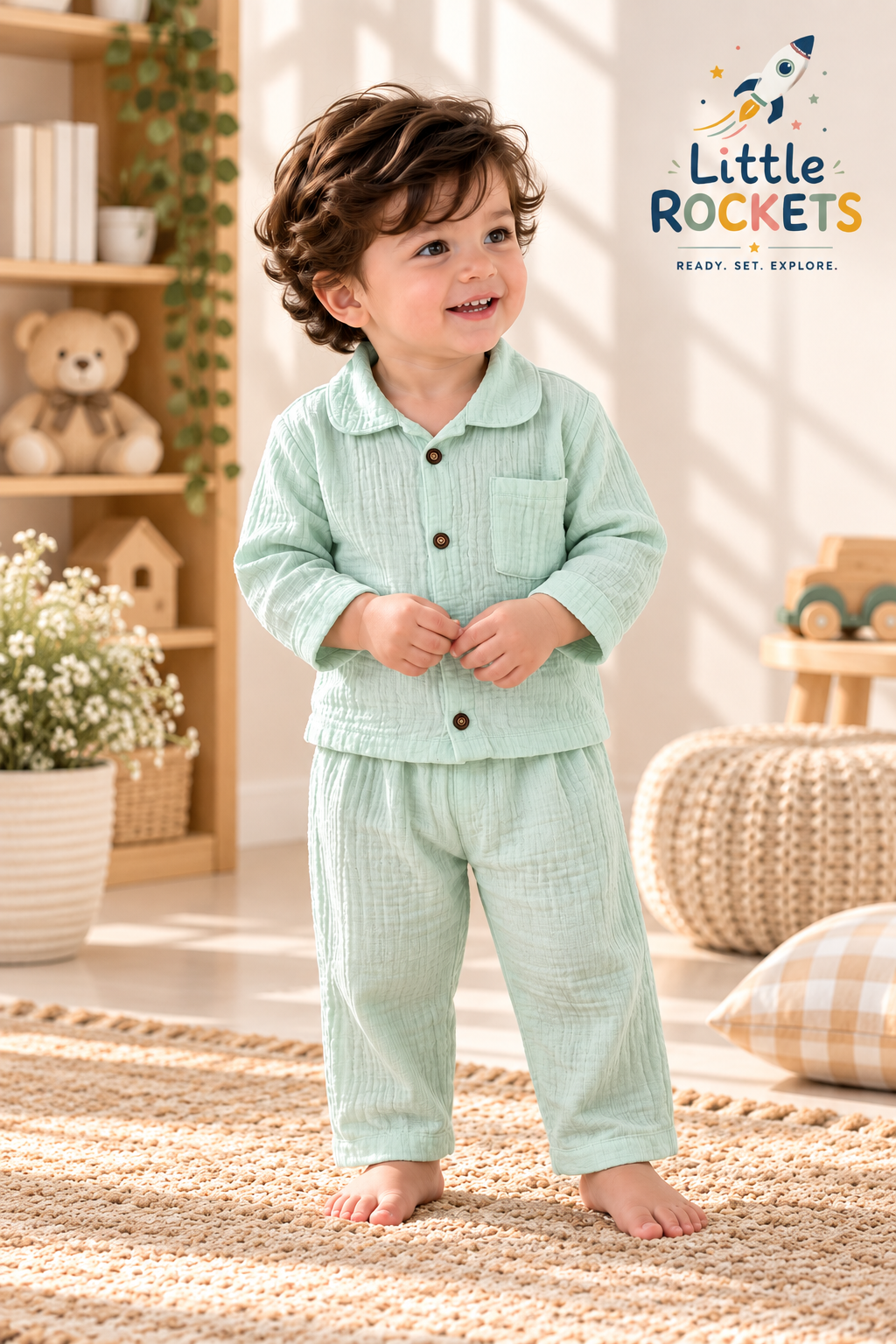 Aqua Blue Night Suit for Kids