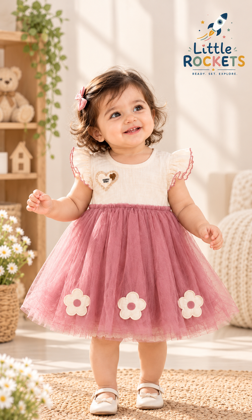 Blush Daisy Tulle Baby Dress