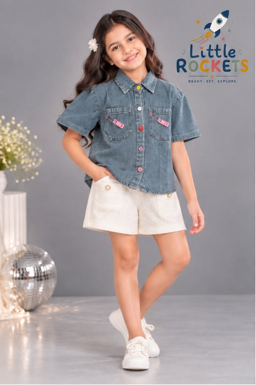Washed Denim Shirt for Girls