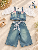 Bow & Bloom Denim Set for Girls – view 3