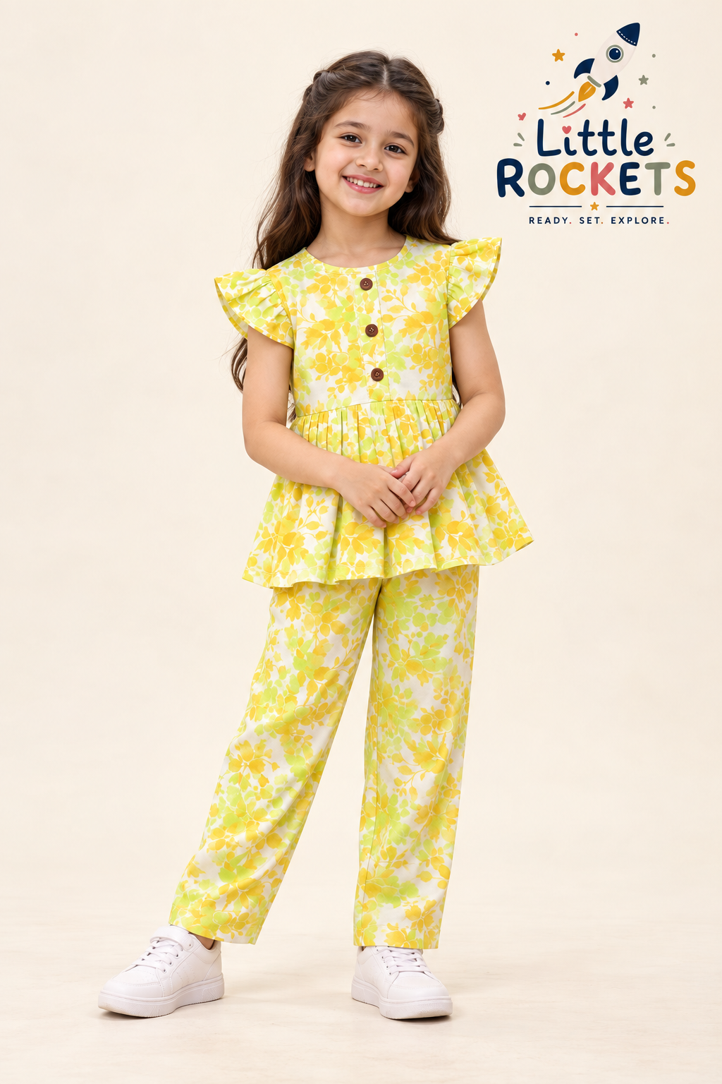 Floral Peplum Top & Pants Set
