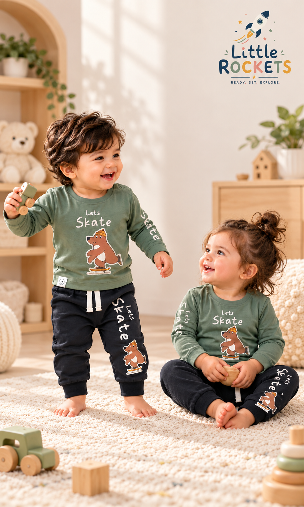 Skate Bear Baby Night Suit