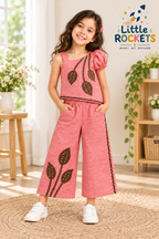 Coral Top & Palazzo Set for Girls