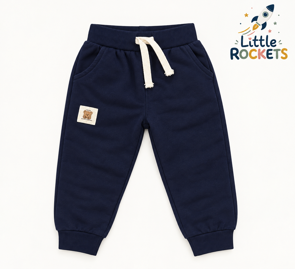 Navy Teddy Patch Joggers for Kids – view 3