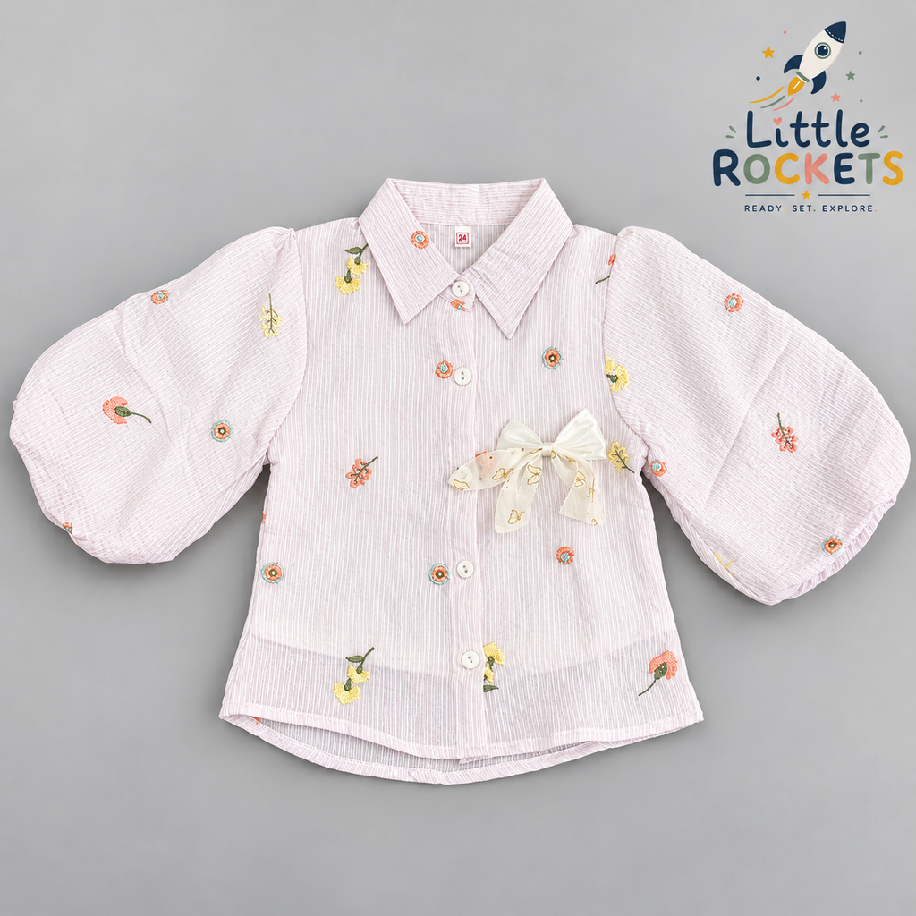 Blush Floral Shirt for Girls – view 4