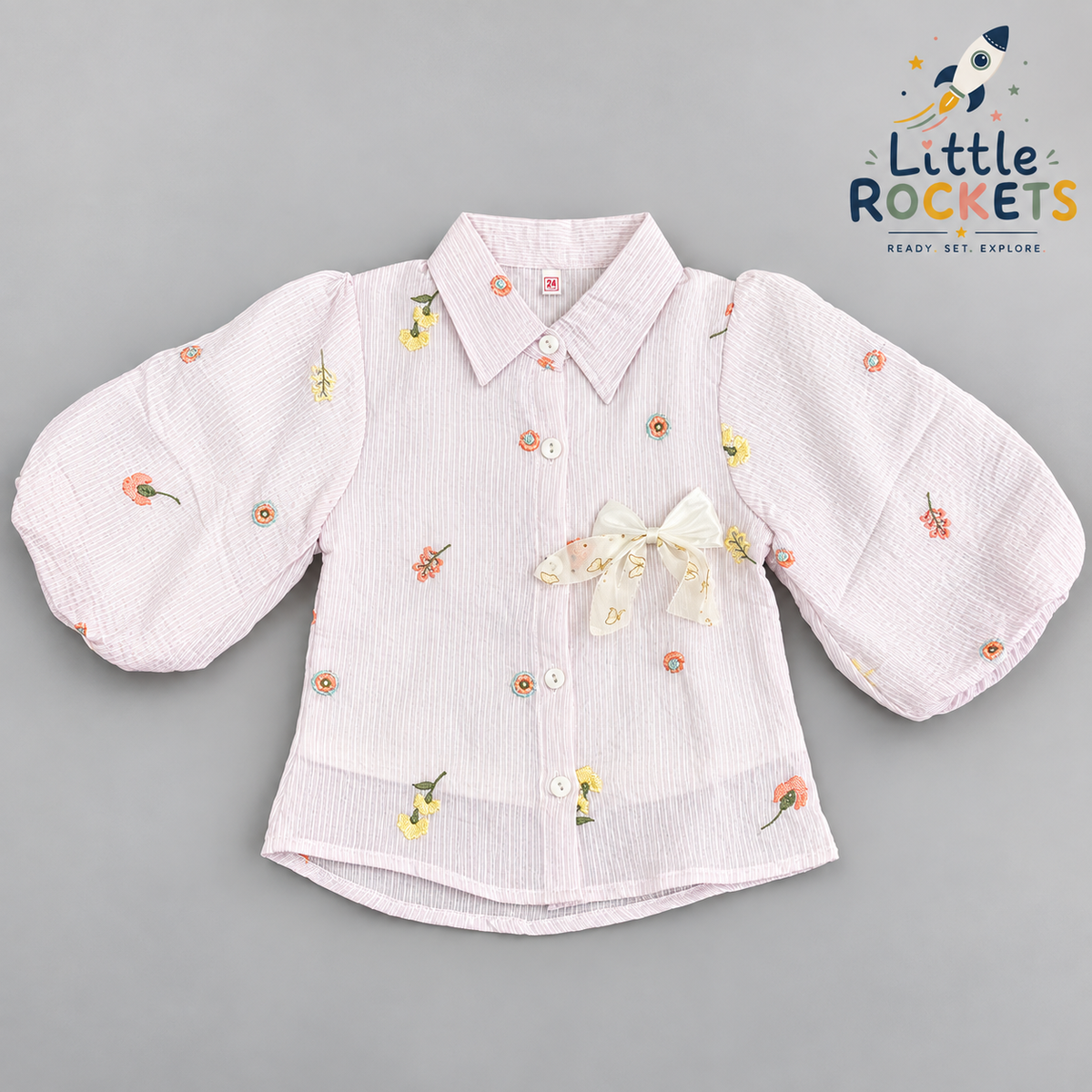 Blush Floral Shirt for Girls – view 4