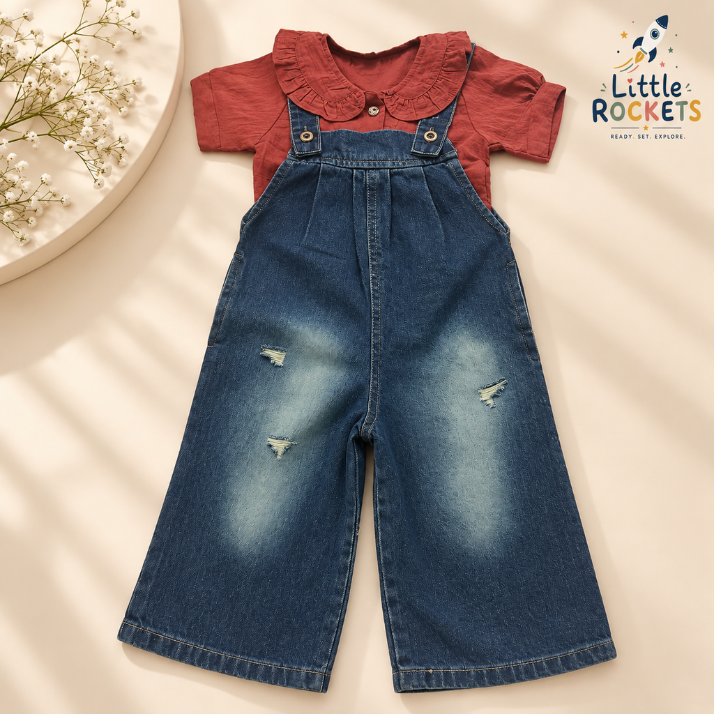 Denim Dungaree Set for Girls – view 3
