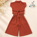 Rust Korean Co-ord Set for Girls – view 4