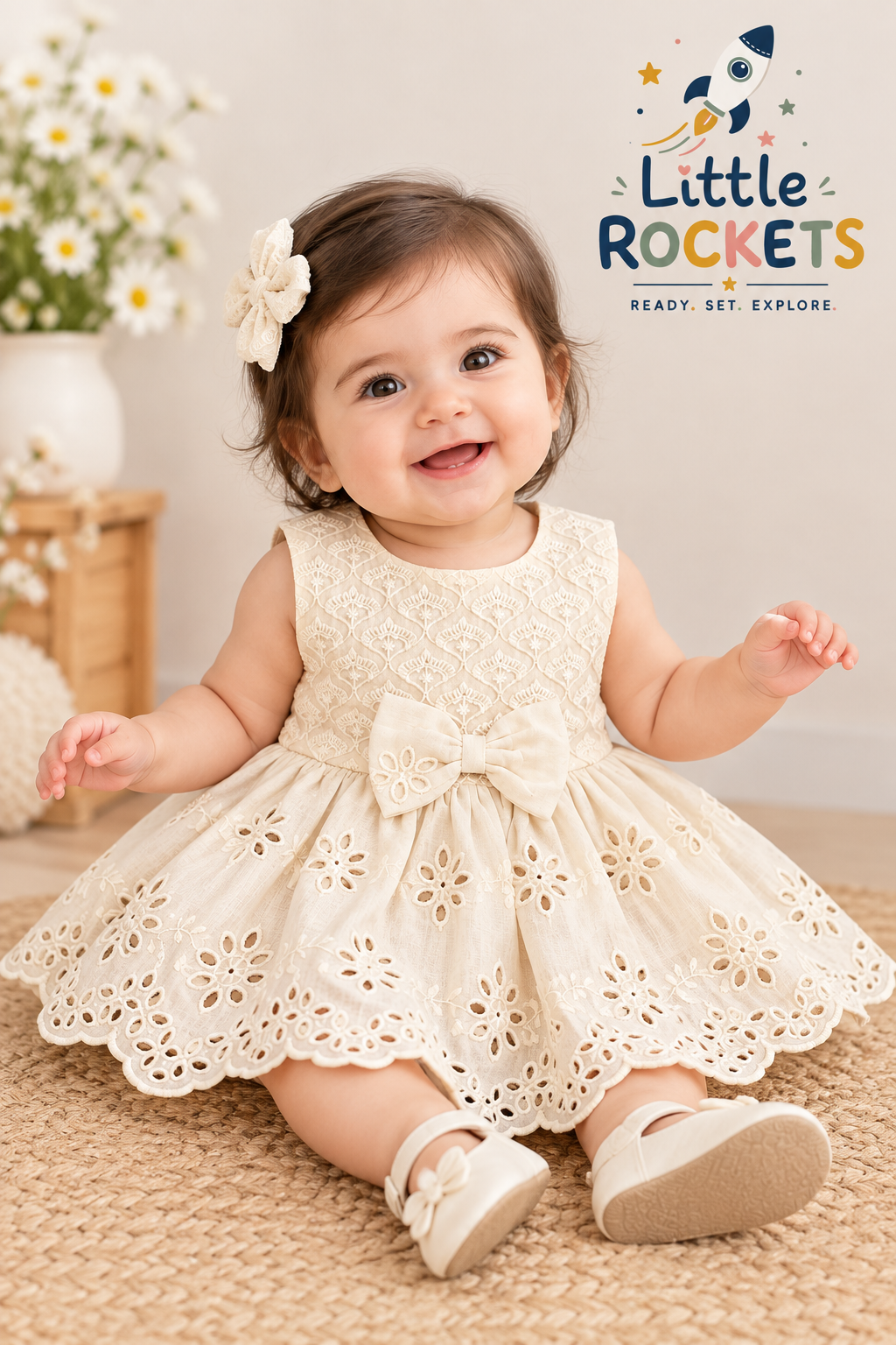 Ivory Embroidered Baby Dress