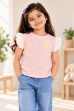 Pink Ruffle Sleeve Top for Girls