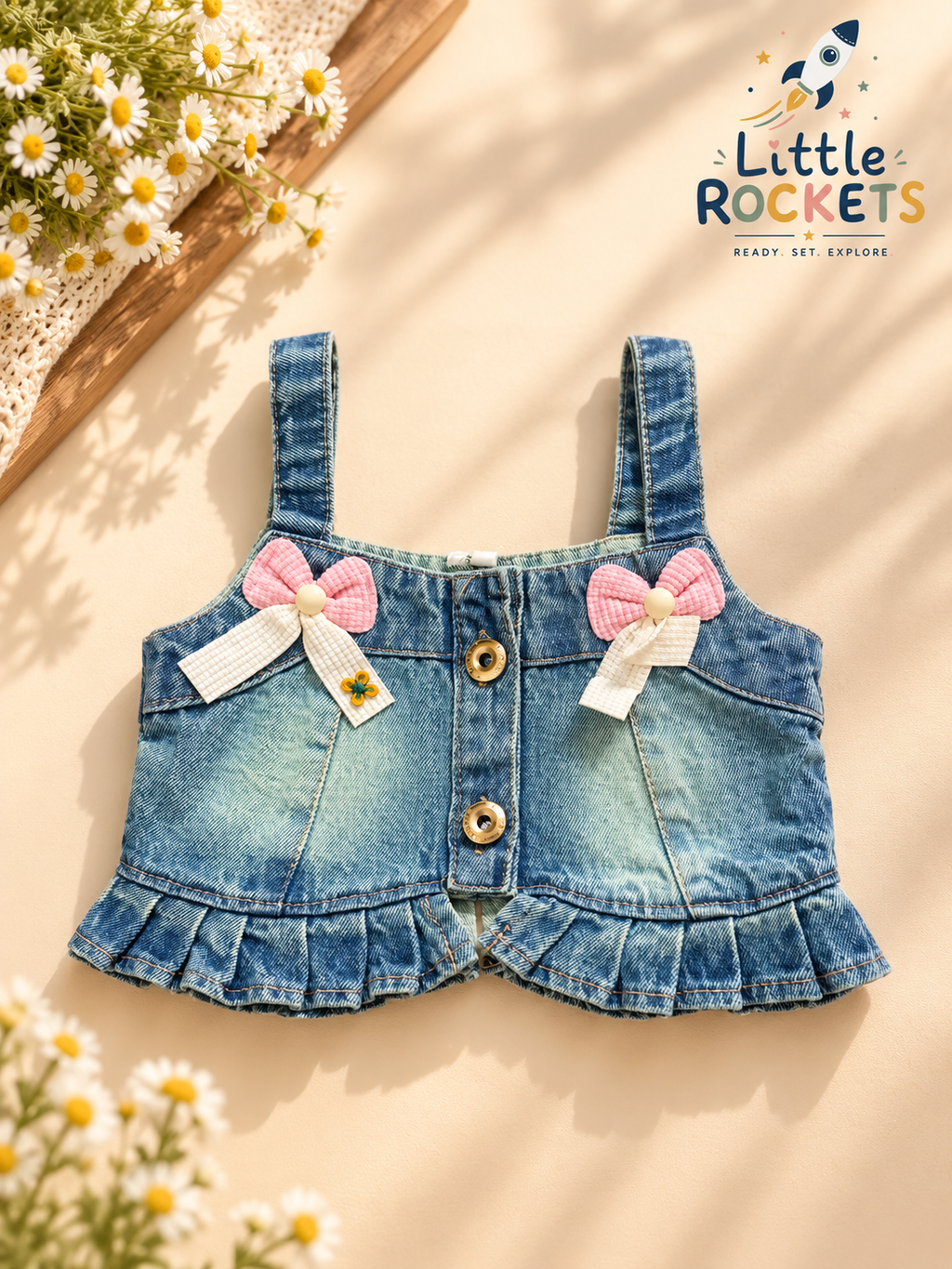 Bow & Bloom Denim Set for Girls – view 4