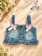 Bow & Bloom Denim Set for Girls – view 4
