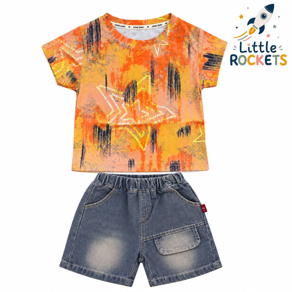 Tie-Dye Denim Shorts Set for Boys – view 3