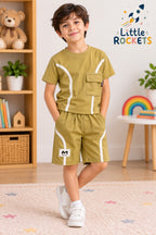 Olive Cargo Co-ord Set for Boys